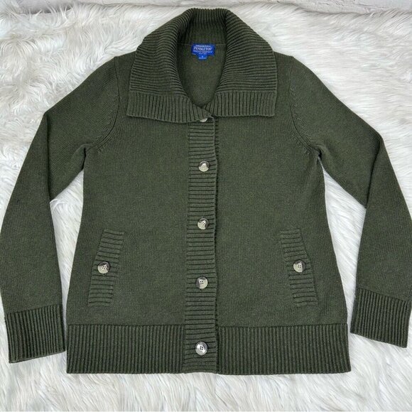 Pendleton Women’s Green Collared Button Down Y2K Cardigan Knit Sweater S/C36 - Picture 5 of 11
